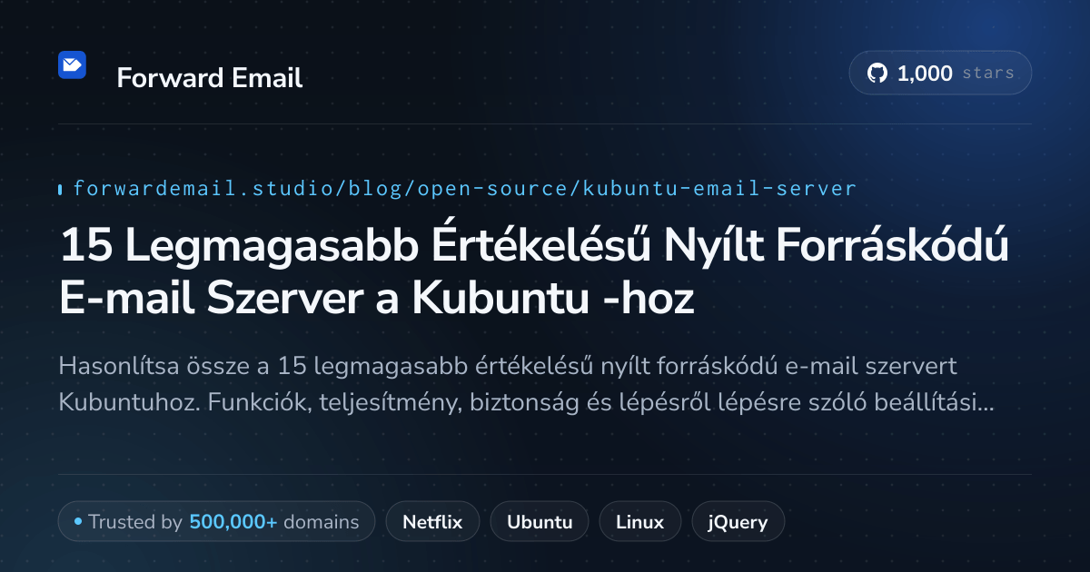 15 Legmagasabb Értékelésű Nyílt Forráskódú E-mail Szerver a Kubuntu 2026-hoz