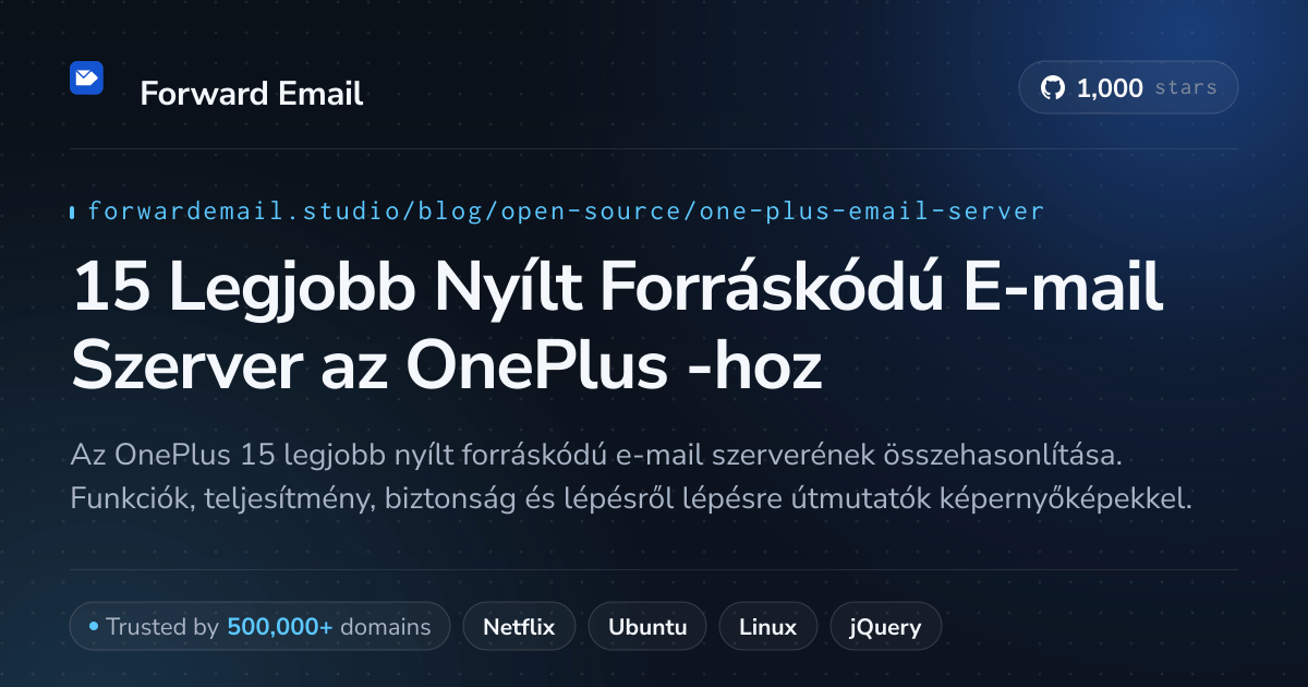 15 Legjobb Nyílt Forráskódú E-mail Szerver az OnePlus 2026-hoz