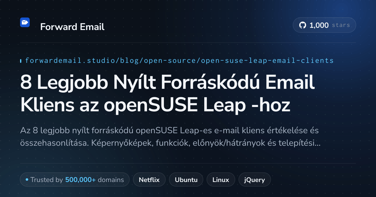 8 Legjobb Nyílt Forráskódú Email Kliens az openSUSE Leap 2026-hoz