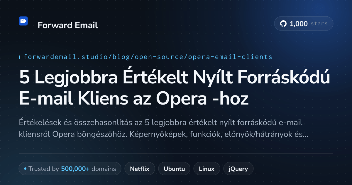 5 Legjobbra Értékelt Nyílt Forráskódú E-mail Kliens az Opera 2026-hoz