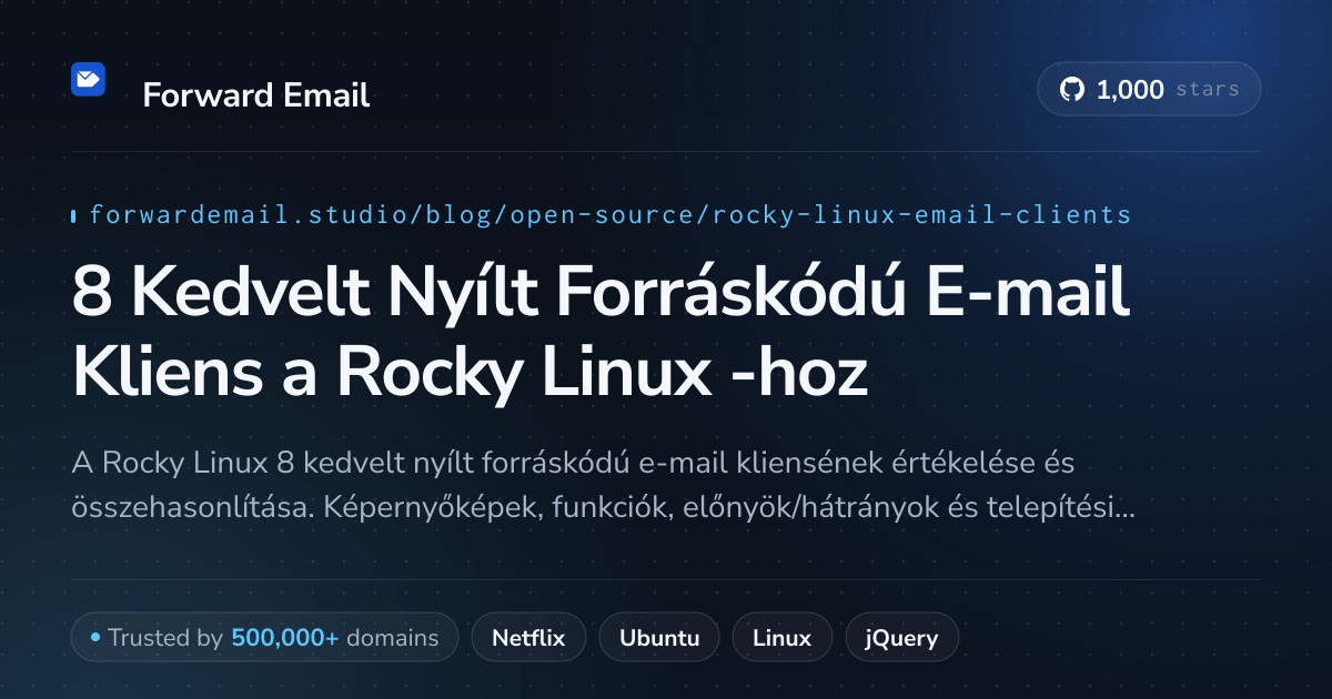 8 Kedvelt Nyílt Forráskódú E-mail Kliens a Rocky Linux 2026-hoz