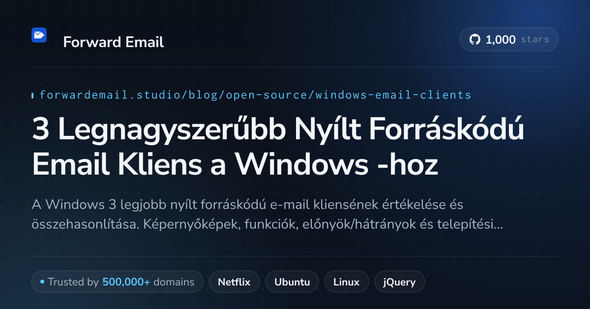 3 Legnagyszerűbb Nyílt Forráskódú Email Kliens a Windows 2026-hoz