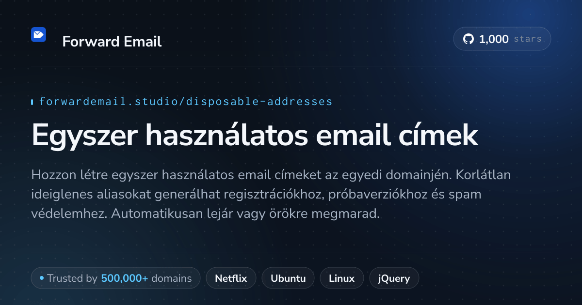 Egyszer használatos email címek - Ideiglenes aliasok egyedi domainekhez