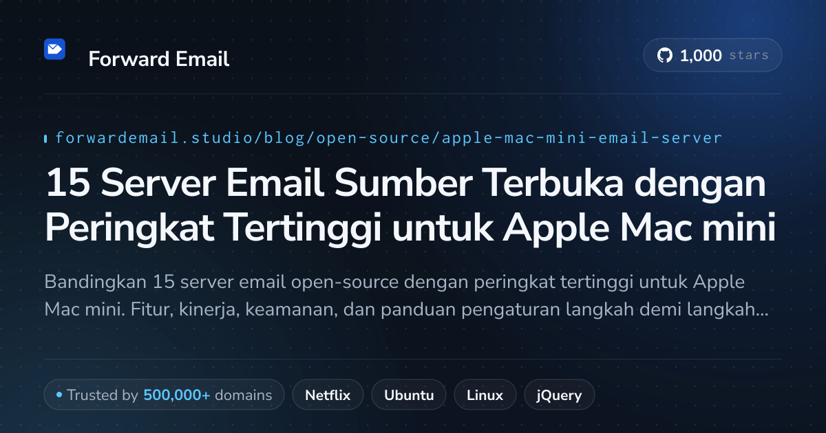 15 Server Email Sumber Terbuka dengan Peringkat Tertinggi untuk Apple Mac mini 2026
