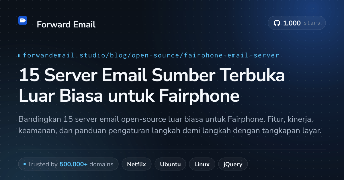 15 Server Email Sumber Terbuka Luar Biasa untuk Fairphone 2026
