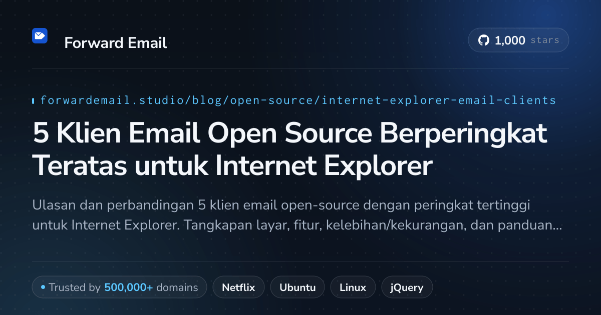 5 Klien Email Open Source Berperingkat Teratas untuk Internet Explorer 2026