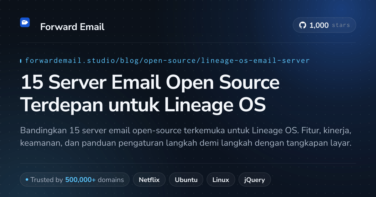15 Server Email Open Source Terdepan untuk Lineage OS 2026