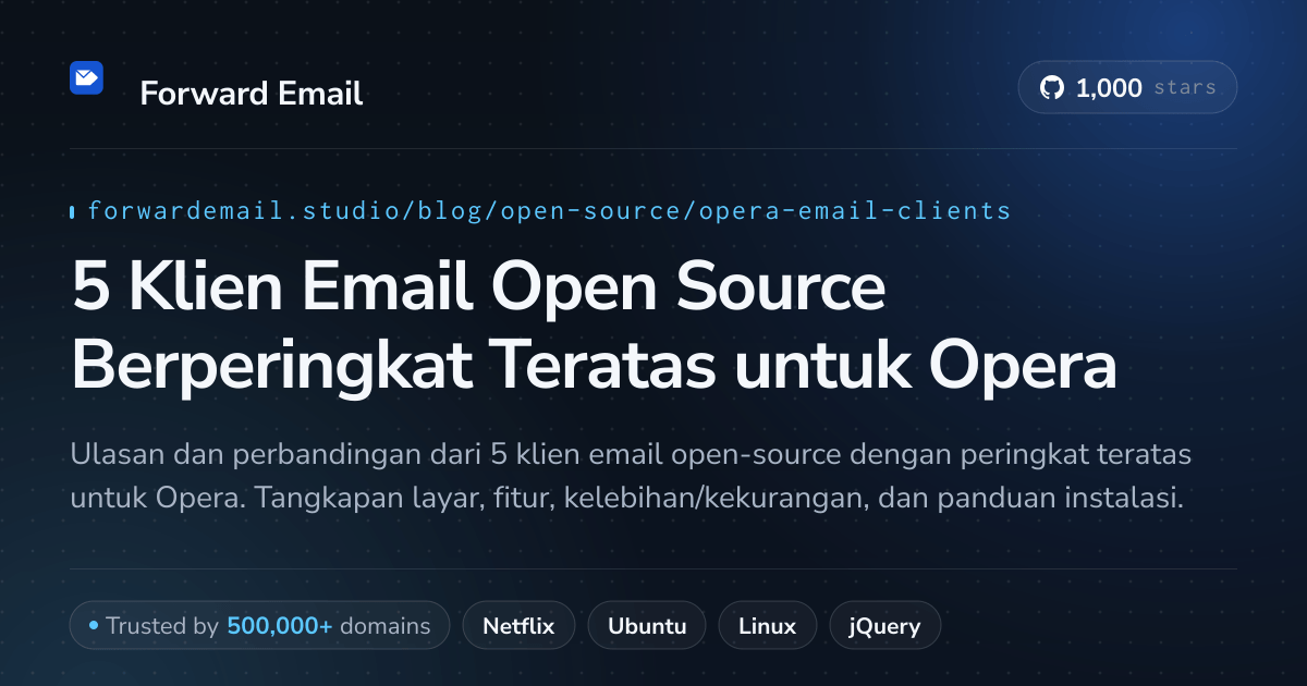 5 Klien Email Open Source Berperingkat Teratas untuk Opera 2026