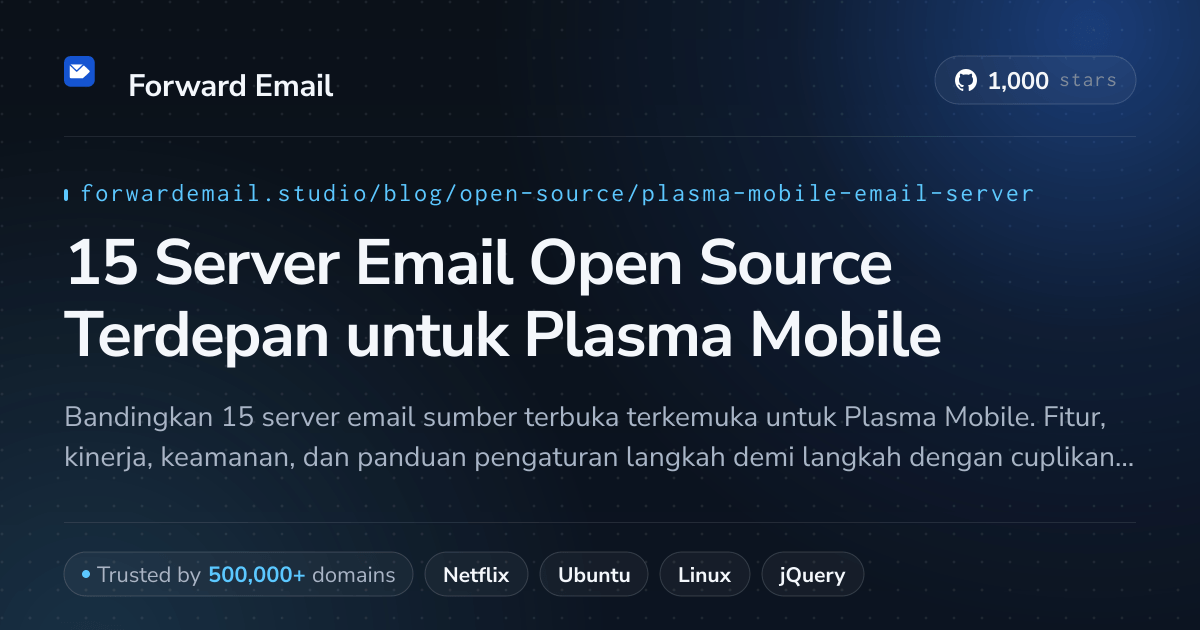15 Server Email Open Source Terdepan untuk Plasma Mobile 2026
