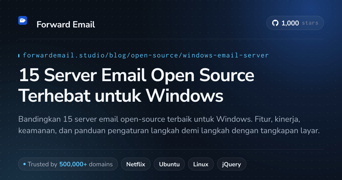 15 Server Email Open Source Terhebat untuk Windows 2026
