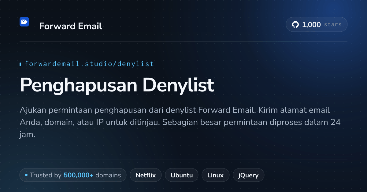 Penghapusan Denylist - Bebaskan Email, Domain, atau alamat IP Anda