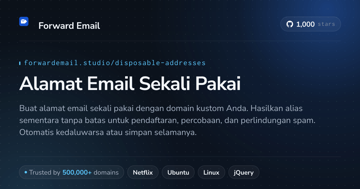 Alamat Email Sekali Pakai - Alias Sementara untuk Domain Kustom