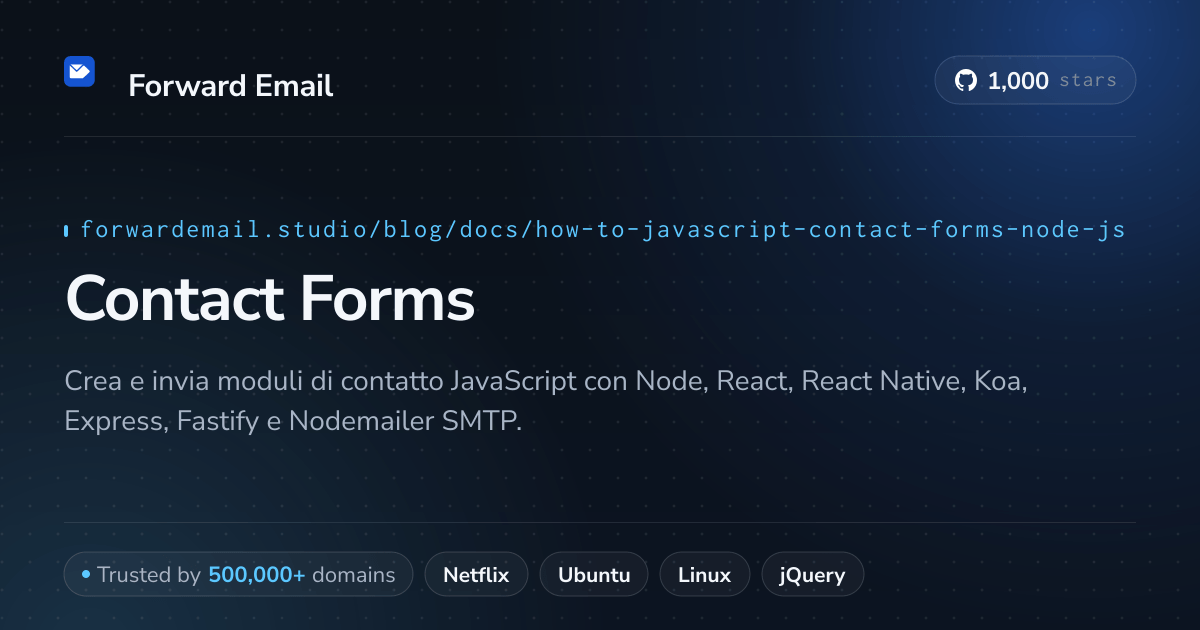 Moduli di contatto JavaScript Node.js