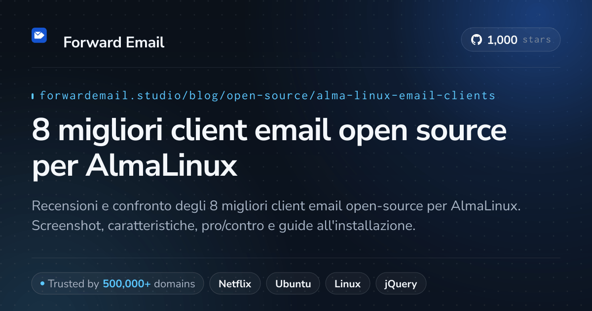 8 migliori client email open source per AlmaLinux 2026