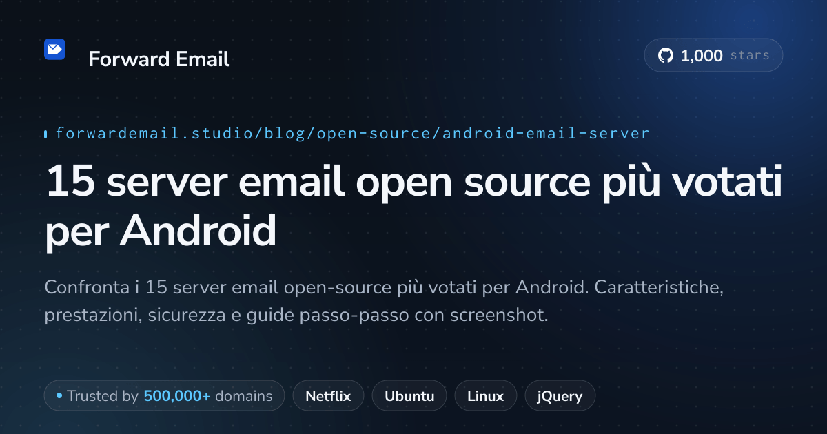 15 server email open source più votati per Android 2026