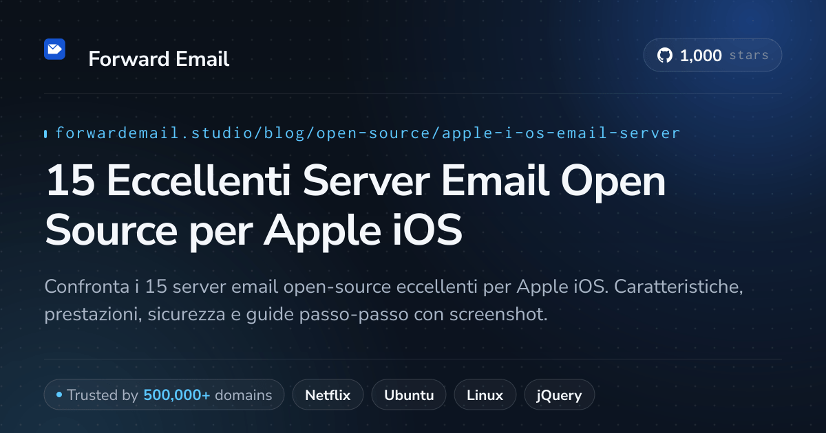 15 Eccellenti Server Email Open Source per Apple iOS 2026