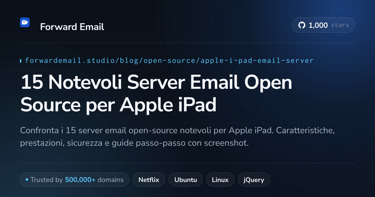 15 Notevoli Server Email Open Source per Apple iPad 2026
