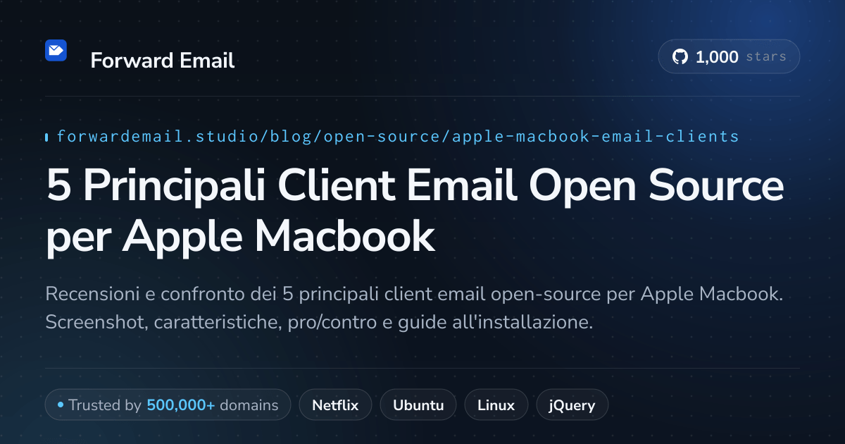 5 Principali Client Email Open Source per Apple Macbook 2026