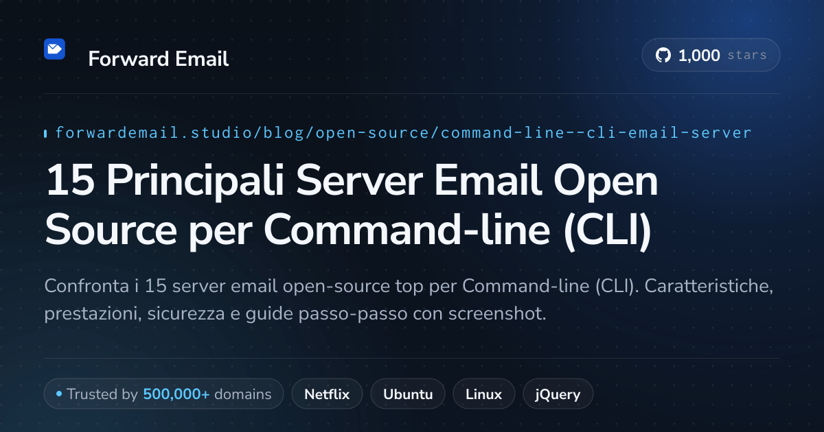 15 Principali Server Email Open Source per Command-line (CLI) 2026
