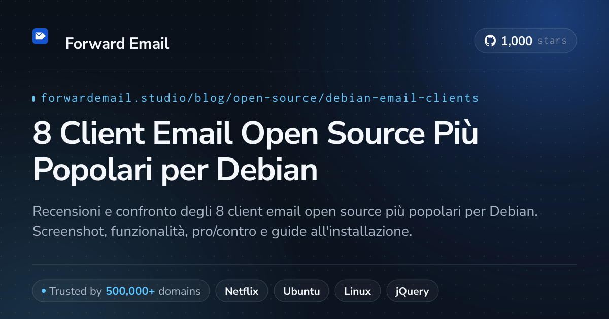 8 Client Email Open Source Più Popolari per Debian 2026
