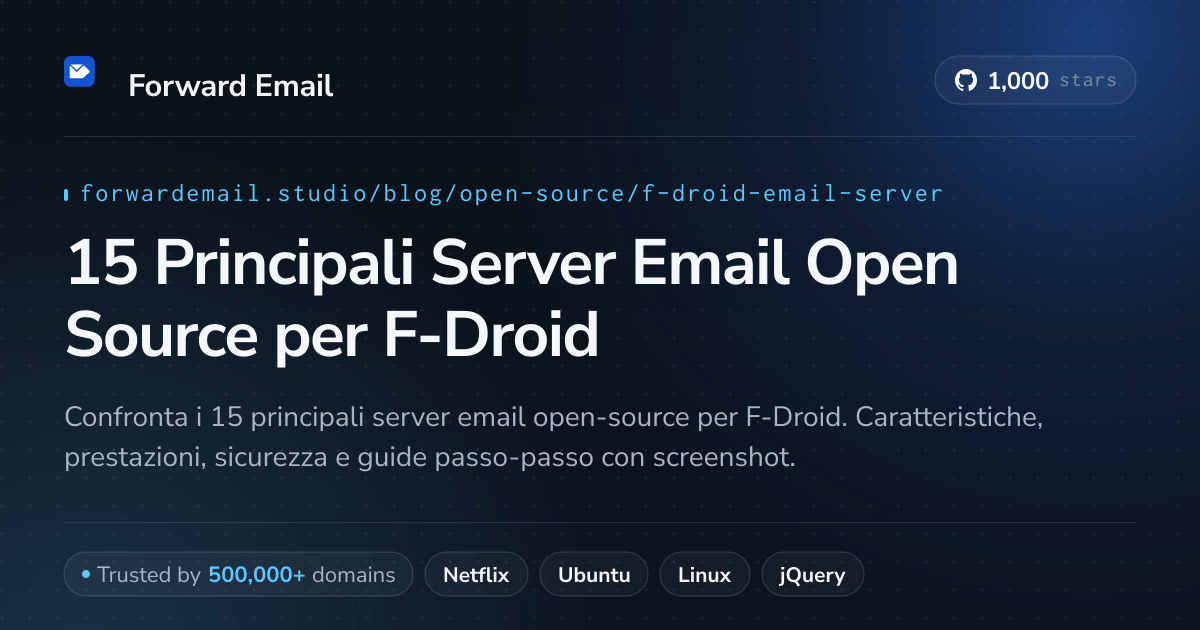 15 Principali Server Email Open Source per F-Droid 2026