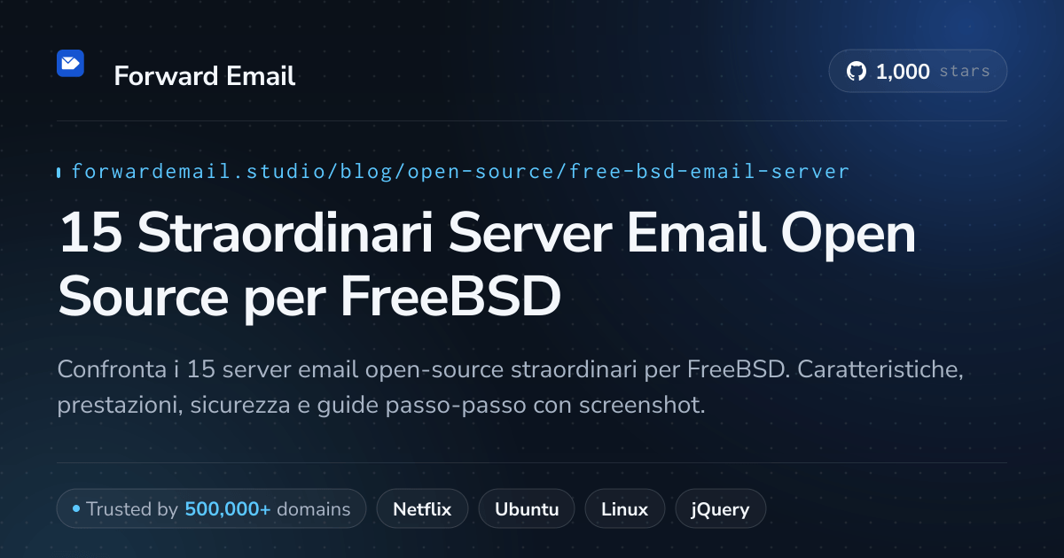15 Straordinari Server Email Open Source per FreeBSD 2026