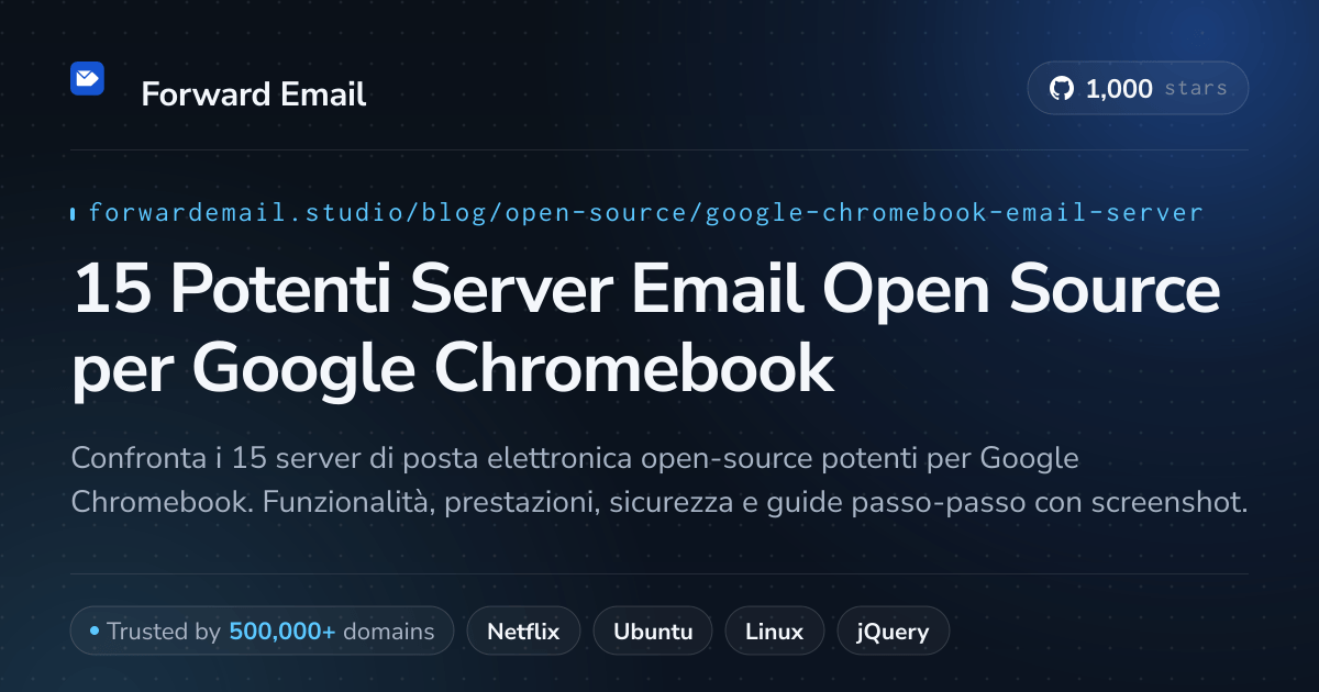 15 Potenti Server Email Open Source per Google Chromebook 2026