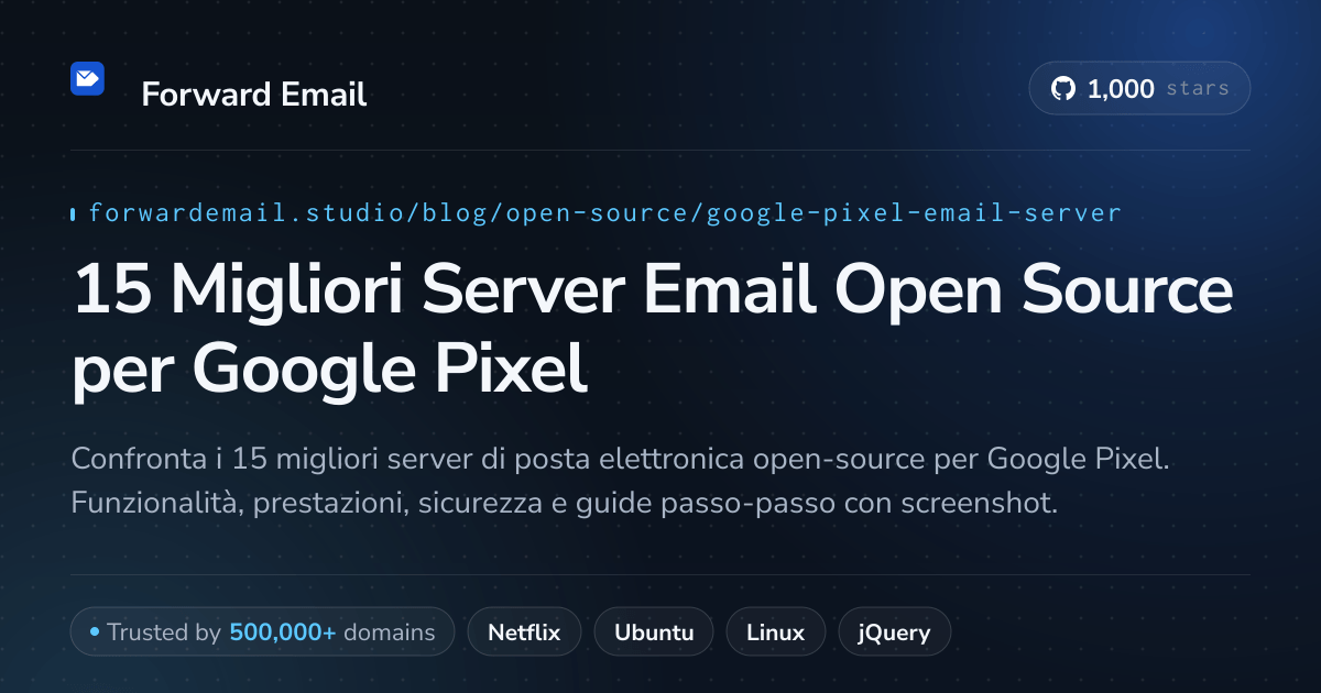 15 Migliori Server Email Open Source per Google Pixel 2026