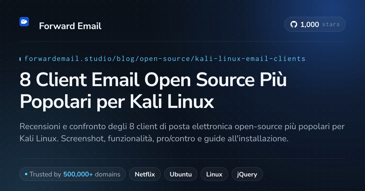 8 Client Email Open Source Più Popolari per Kali Linux 2026