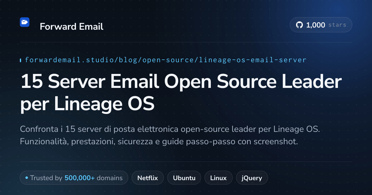 15 Server Email Open Source Leader per Lineage OS 2026