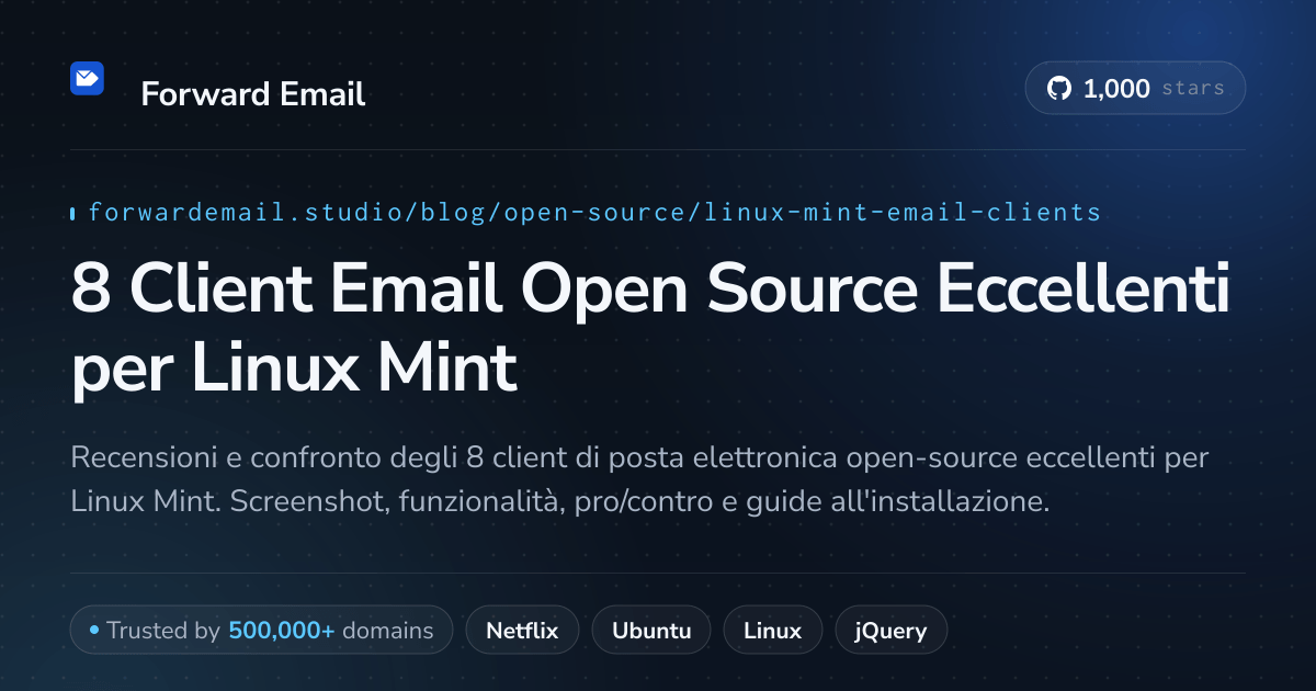 8 Client Email Open Source Eccellenti per Linux Mint 2026