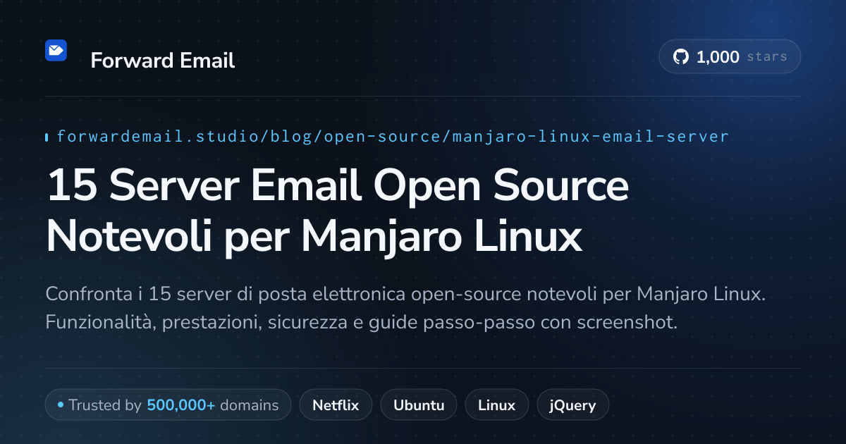 15 Server Email Open Source Notevoli per Manjaro Linux 2026