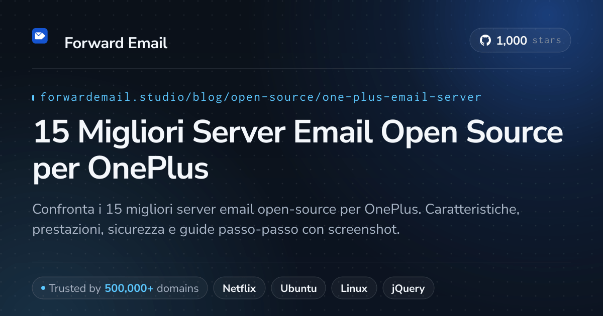 15 Migliori Server Email Open Source per OnePlus 2026