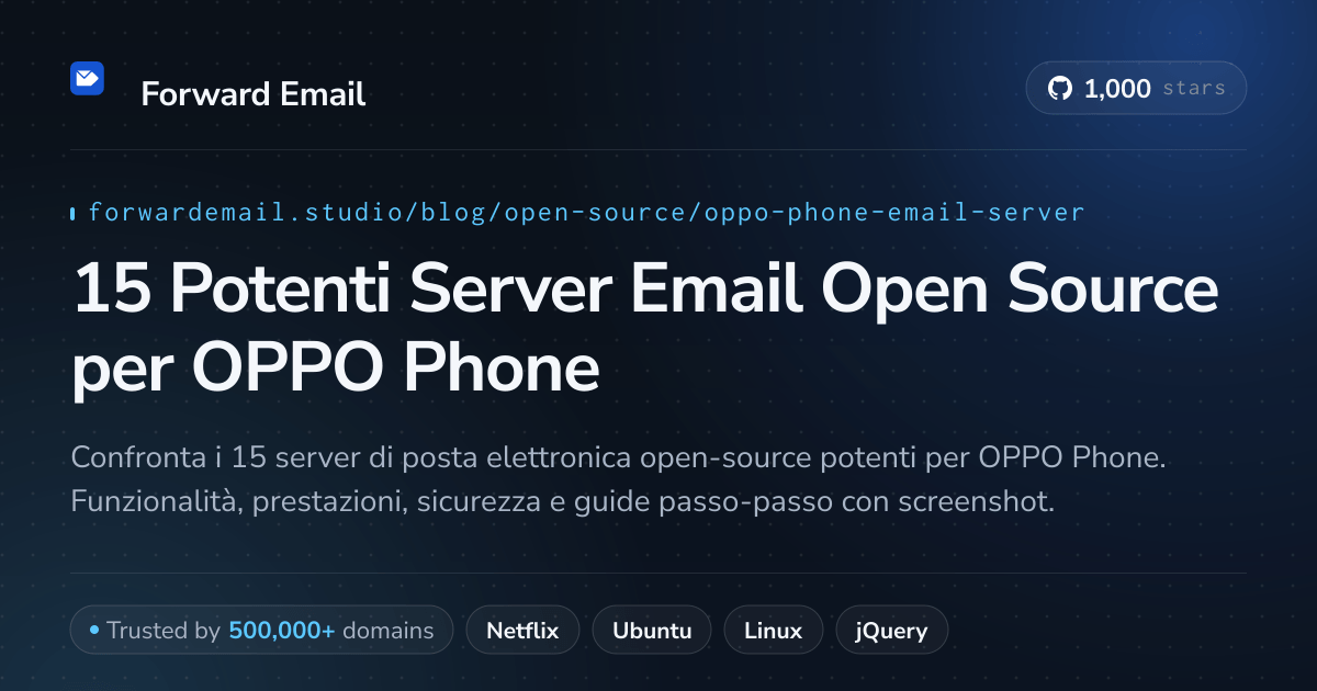 15 Potenti Server Email Open Source per OPPO Phone 2026