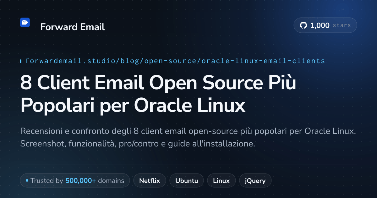 8 Client Email Open Source Più Popolari per Oracle Linux 2026