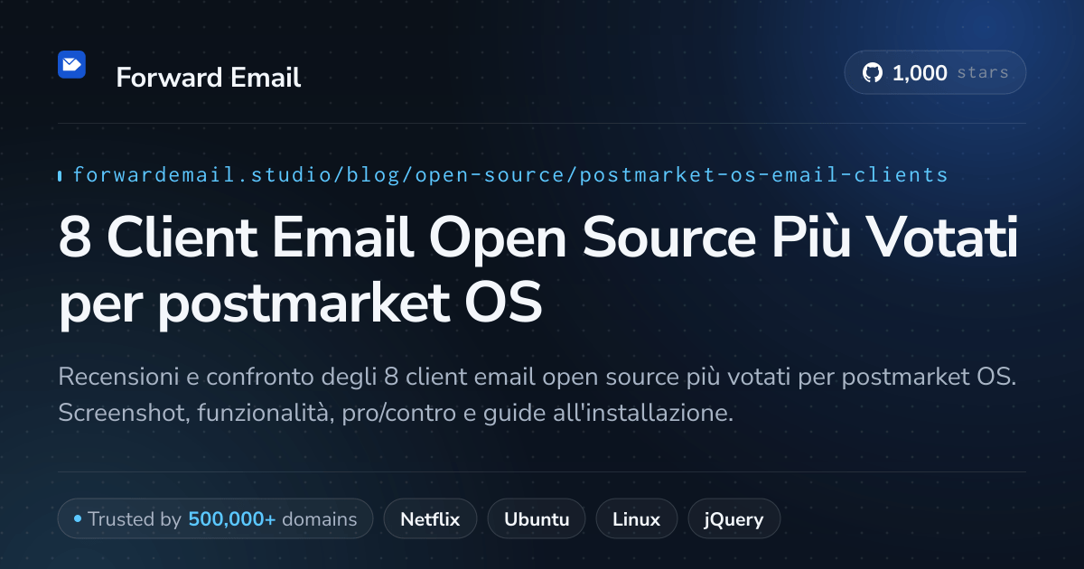 8 Client Email Open Source Più Votati per postmarket OS 2026