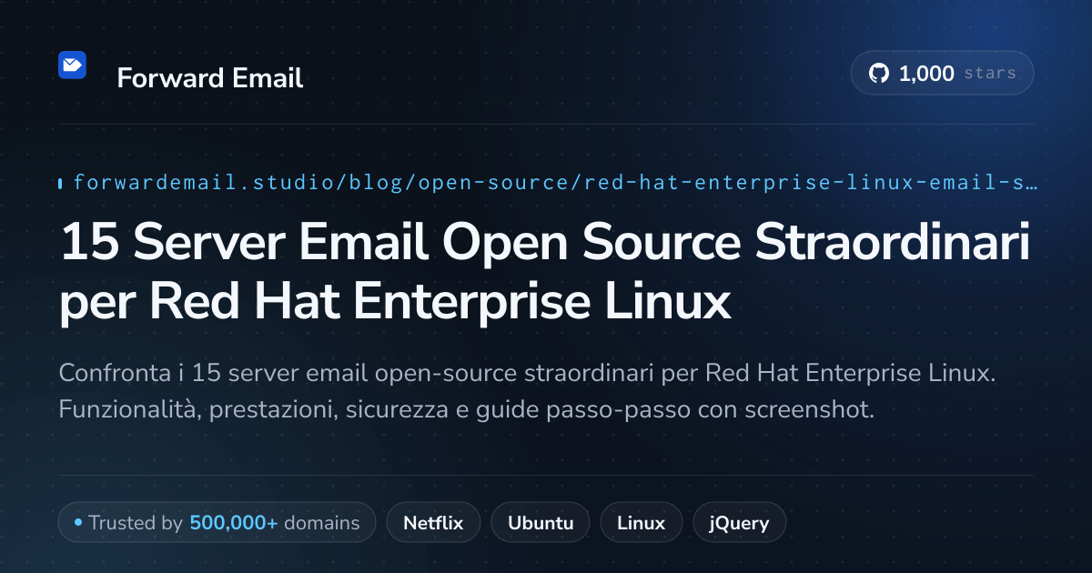 15 Server Email Open Source Straordinari per Red Hat Enterprise Linux 2026