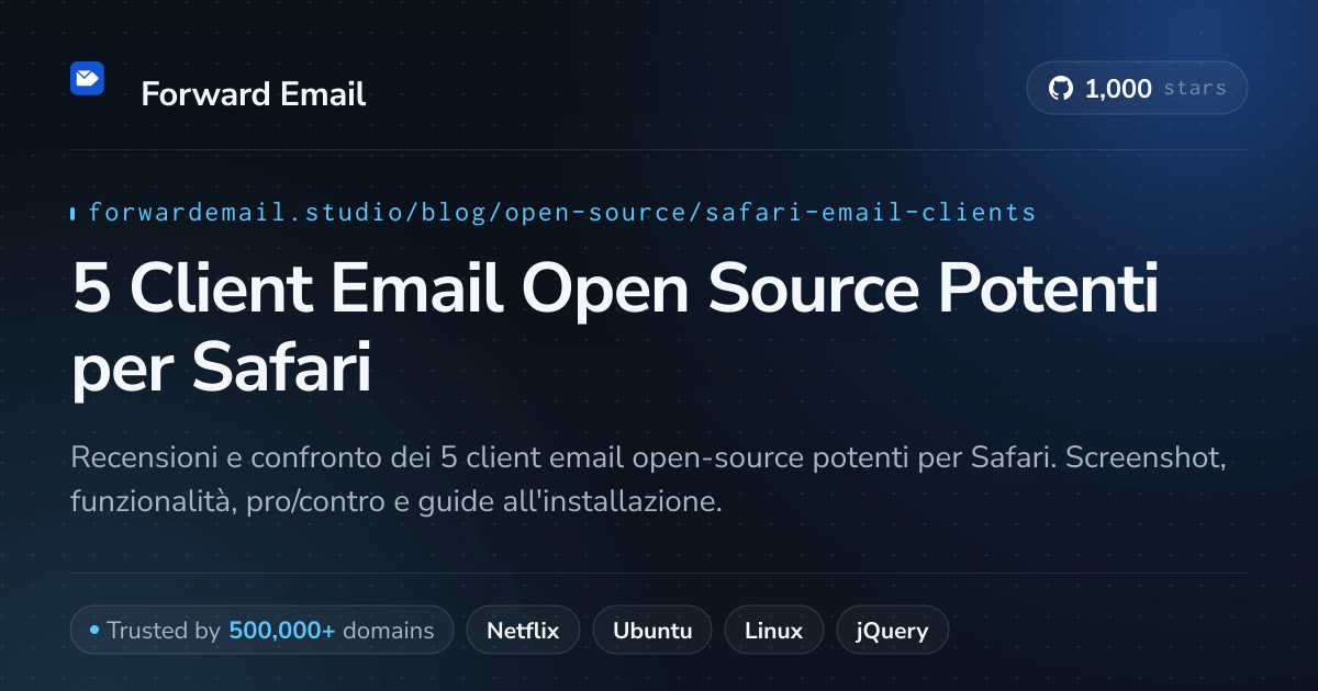 5 Client Email Open Source Potenti per Safari 2026