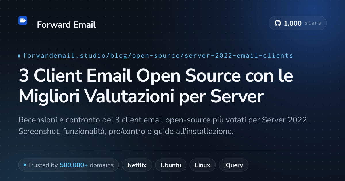 3 Client Email Open Source con le Migliori Valutazioni per Server 2022 2026