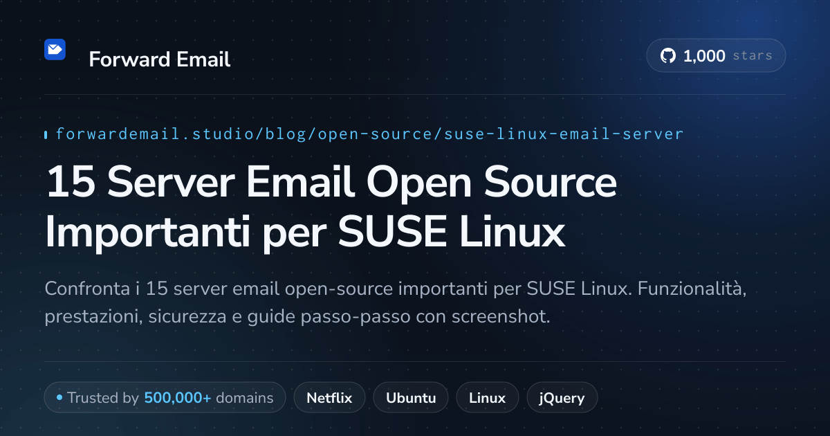 15 Server Email Open Source Importanti per SUSE Linux 2026