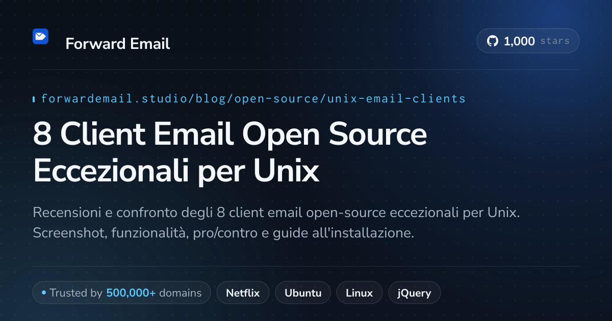 8 Client Email Open Source Eccezionali per Unix 2026