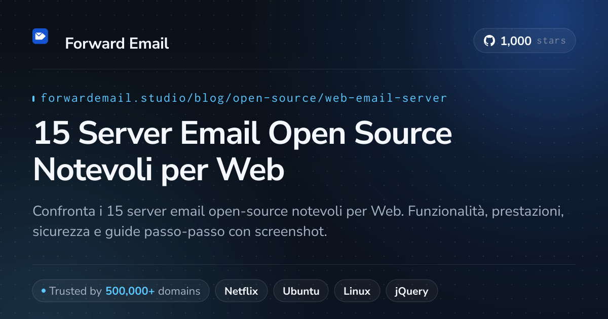 15 Server Email Open Source Notevoli per Web 2026
