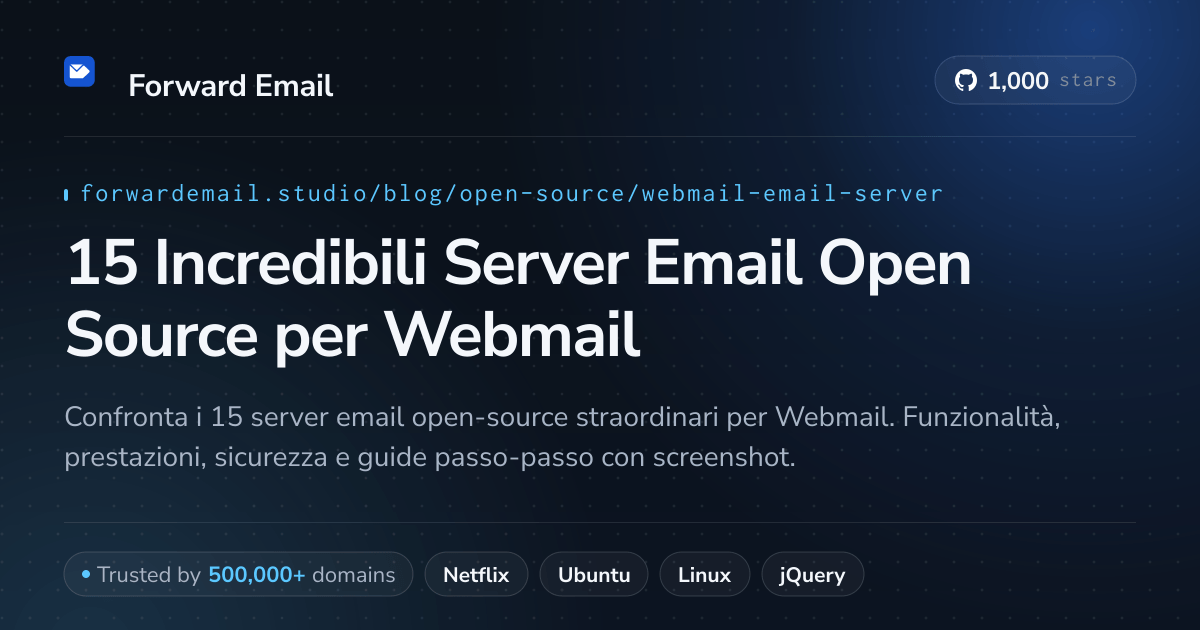 15 Incredibili Server Email Open Source per Webmail 2026