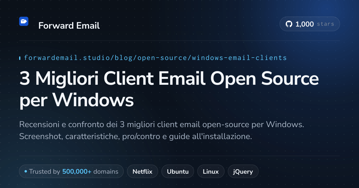 3 Migliori Client Email Open Source per Windows 2026