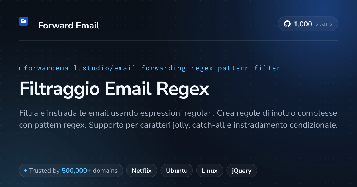 Filtraggio Email Regex - Corrispondenza Avanzata di Pattern per Domini Personalizzati