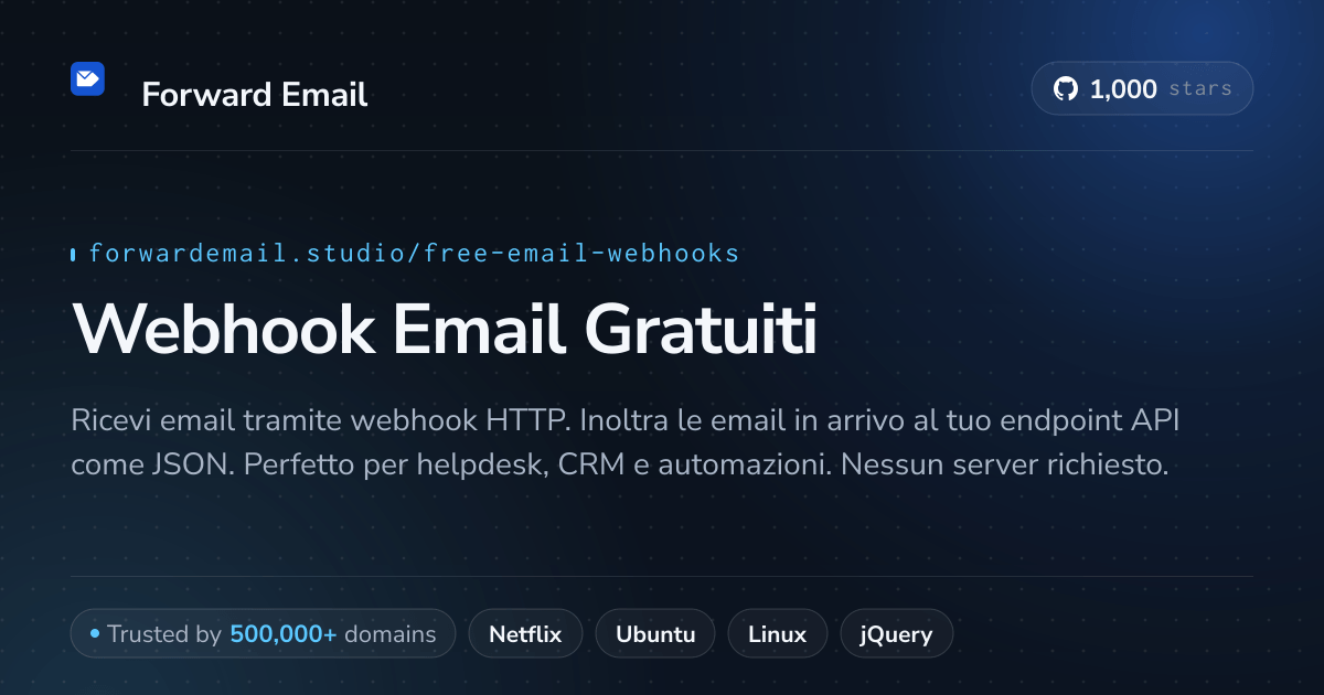 Webhook Email Gratuiti - Callback HTTP per Email in Arrivo 2026