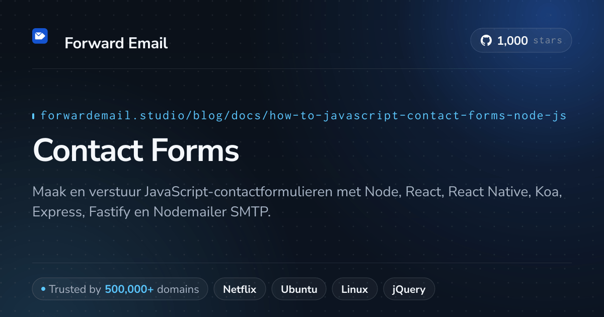 JavaScript Contactformulieren Node.js