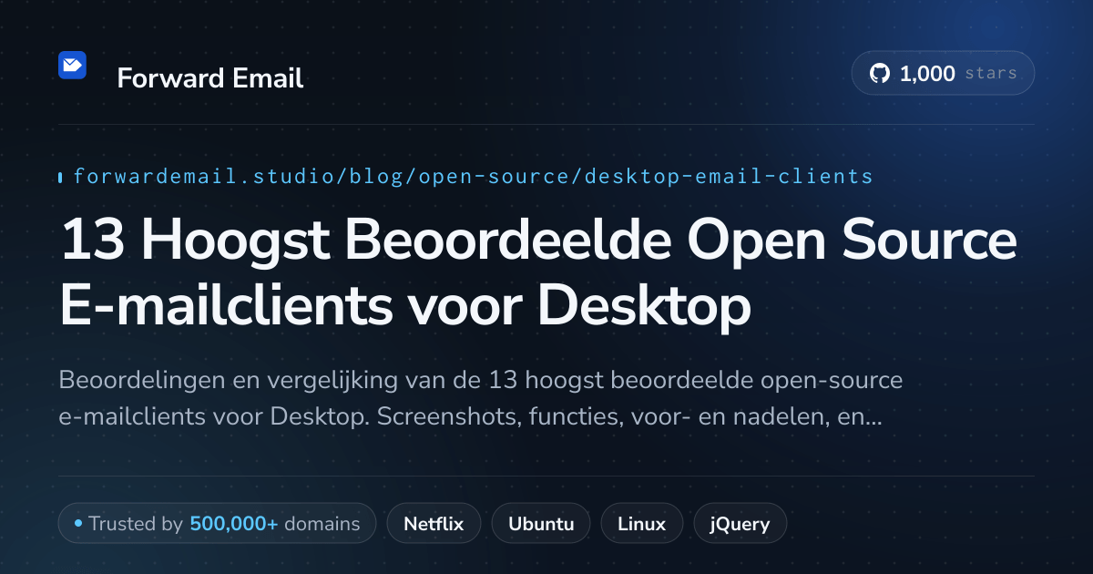 13 Hoogst Beoordeelde Open Source E-mailclients voor Desktop 2026