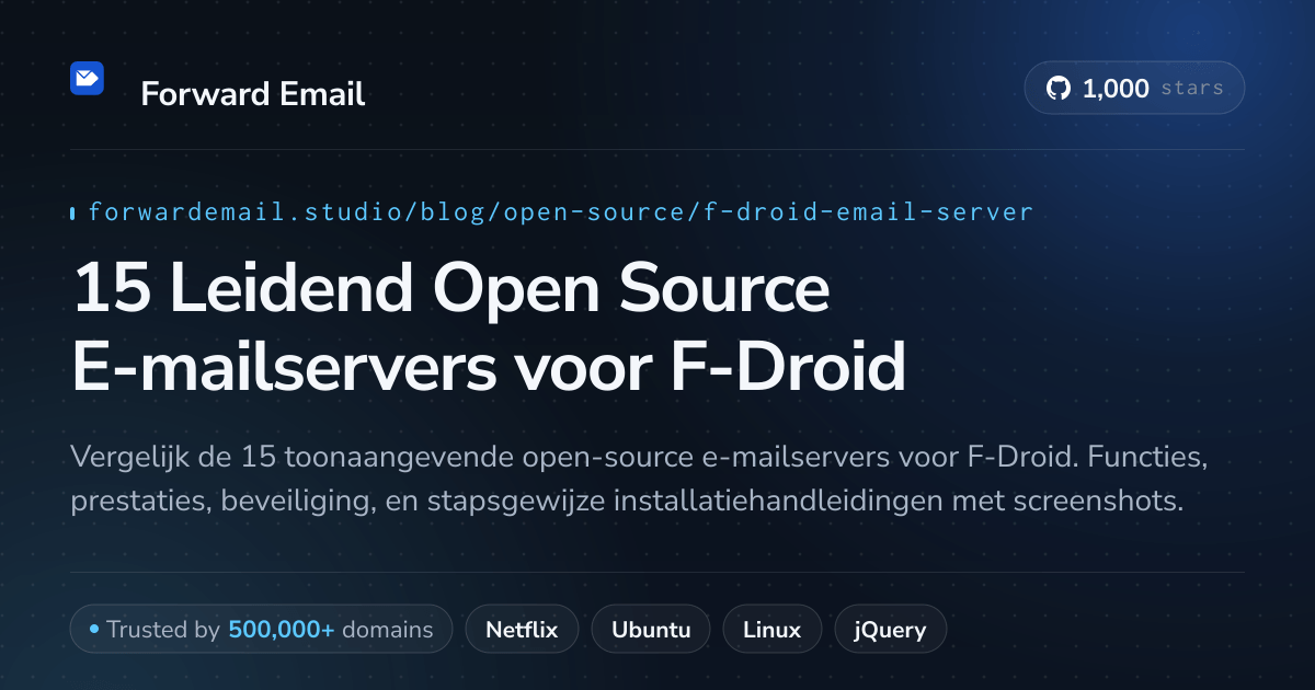 15 Leidend Open Source E-mailservers voor F-Droid 2026