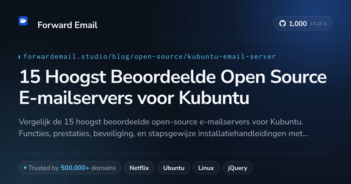 15 Hoogst Beoordeelde Open Source E-mailservers voor Kubuntu 2026